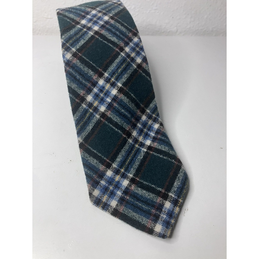 VTG Pendleton 100% Wool Tartan Plaid Necktie Blue Green Classic Prep Academia